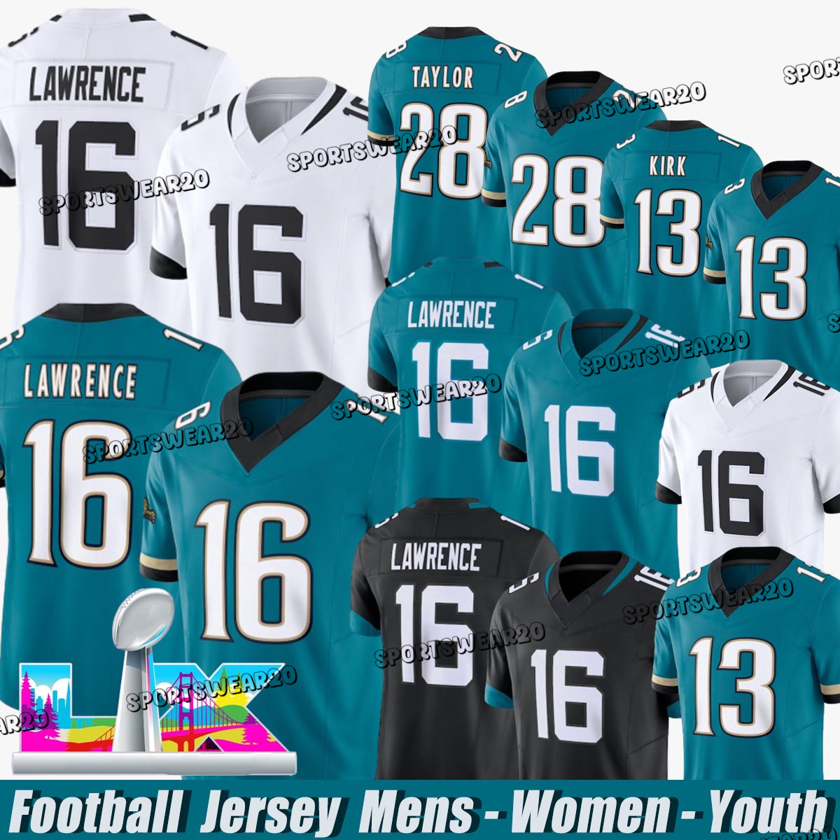 Jacksonville Football Jerseys Jaguarss jersey Trevor Lawrence Brian Thomas Jr. Travis Hunter Josh Hines-Allen Travon Walker Travis Etienne Jr. Football Jerseys