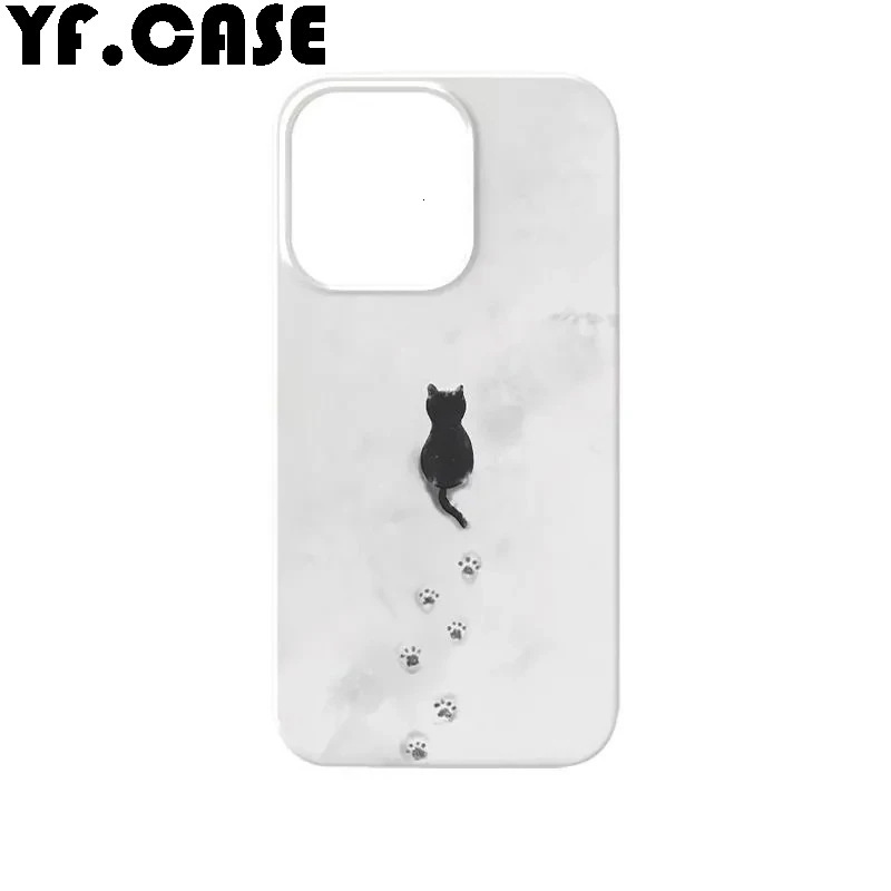 Snow Kitten Footprints Compatible with Apple iPhone 17/16 Pro Case 15 Jelly 13 Simple 14 Large Hole 12