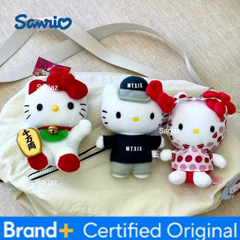 Sanrio Maneki-neko Hello kitty Plush doll Animal Plush knapsack Pendant Cartoon Lucky kitty Cat bag accessoires Ornament Gift H251225