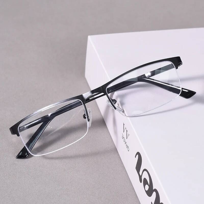 2025 New Metal Half Frame Anti Blue Light Glasses Business Lightweight Reading Presbyopia Glasses+125+175+225+275+3.5 ddmythur