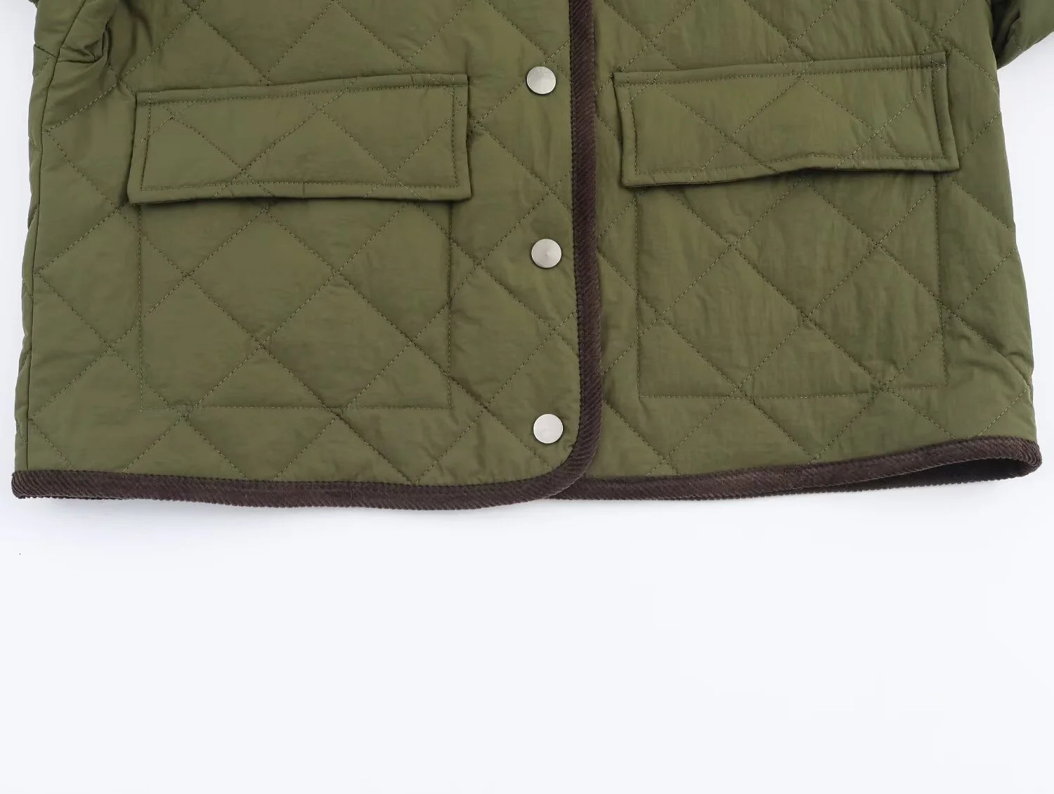 Winter Womens Casual Fashion Corduroy Quilted Nylon Lazy Style TurnDown Collar Long Sleeve Short Cotton Jacket 251225