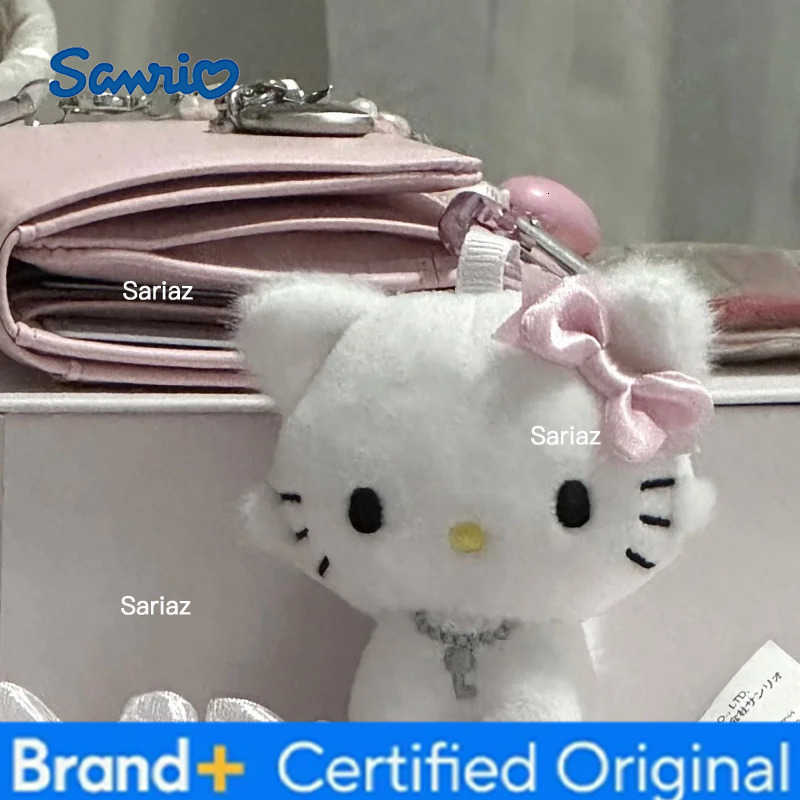 Sanrio Cartoon Sanrios Plush Doll Sweet Hellokittys heart button Bag Pendant Cute kitten Plush Doll Girl backpack charm Decoration Gift H251225