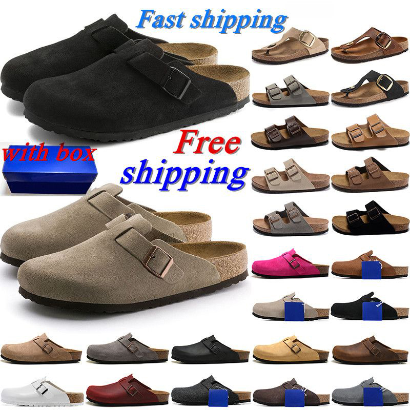 Free Shipping Designer Clogs Birkenstockkes Sandals Clog Slippers Cork Flat High Quality Fashion Summer Genuine Leather Slide Favourite Beach Casual Shoes