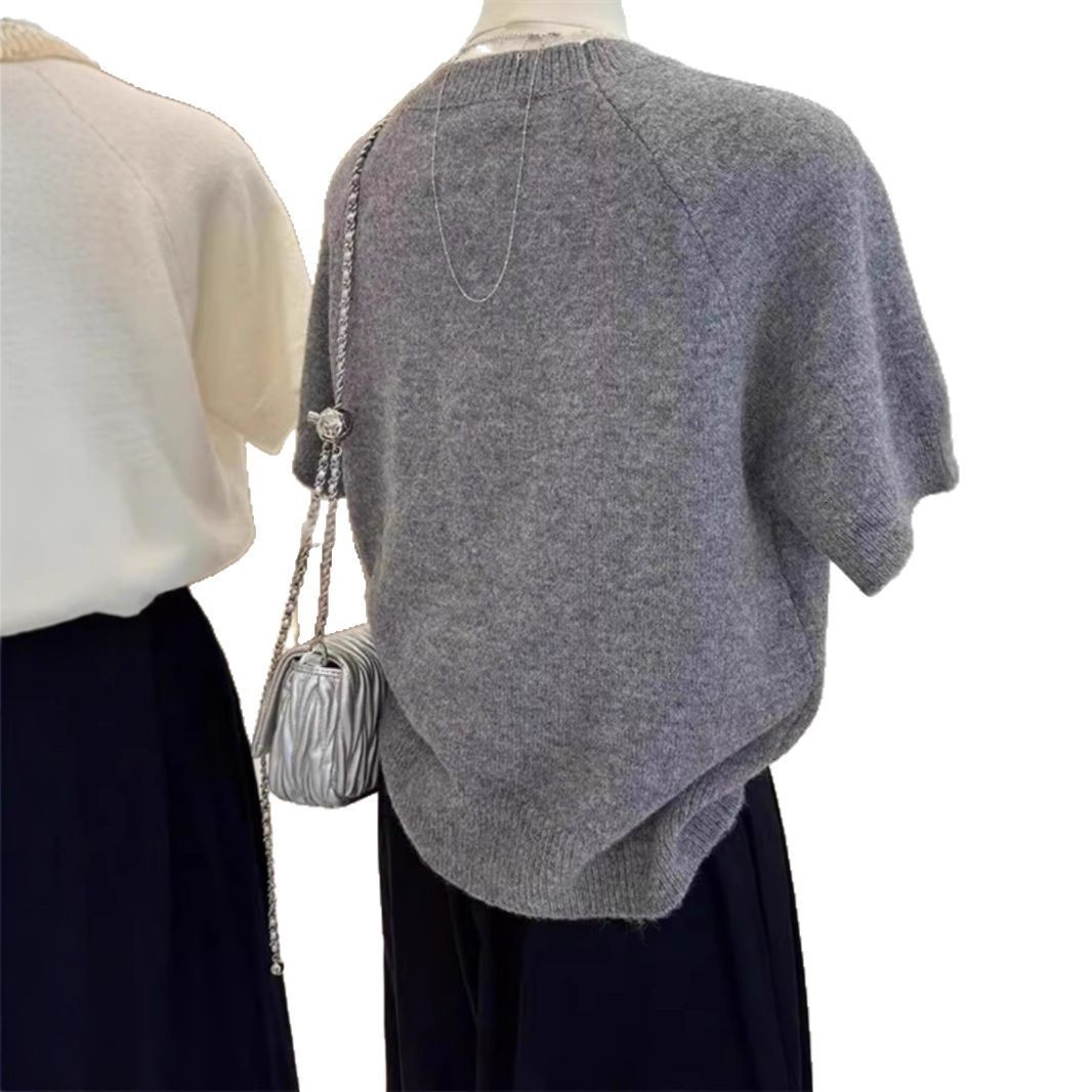 Womens 90s Y2K Kawaii Vintage Short Sleeve Sexy Slim Knitted Short Sleeves Spring Autumn Fairy Casual Lazy style High Streetwear 250827