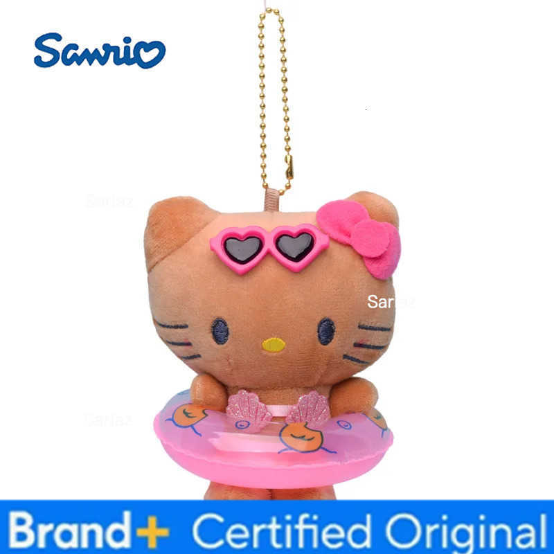 Sanrio Hawaii Hellokitty Keychain Plush Toy Doll keyring Backpack Pendant Comfortable And Soft Girls Toy Gift H251225