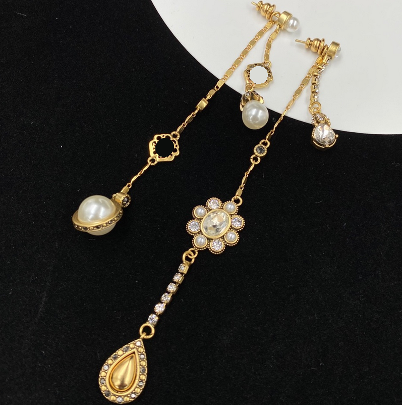 Gothic Designer Crystal Dangle Earring Pearl Stud Eardrop Stylish Retro Hoop Earrings Classic Lovers Gift Aretes Orecchini Women Wedding Party Jewelry