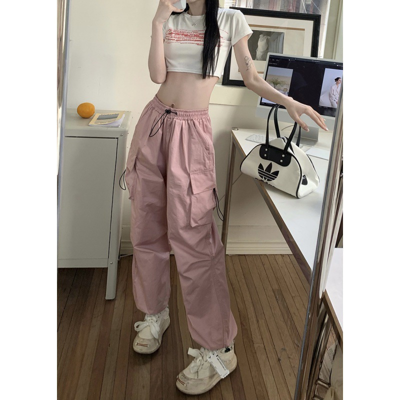 2026 Summer New Arrival Unisex American Style Quick-Dry Cargo Pants | High-Waisted Wide-Leg Parachute Pants | Casual Athletic Trousers