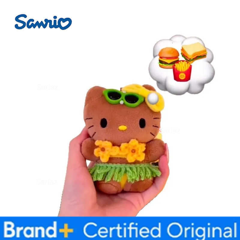 Sanrio Hello Kitty Hawaiian Plush Toy Backpack Pendant Cute Pendant Keychain Creative Vacation Series A Birthday Gift For Girls H251225