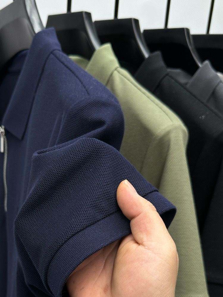 Men's Polos shirts Light Luxury High-end Embroidered Half Zip Polo Shirt Short Sleeved Summer Cotton Breathable Business Casual T-shirt clothes