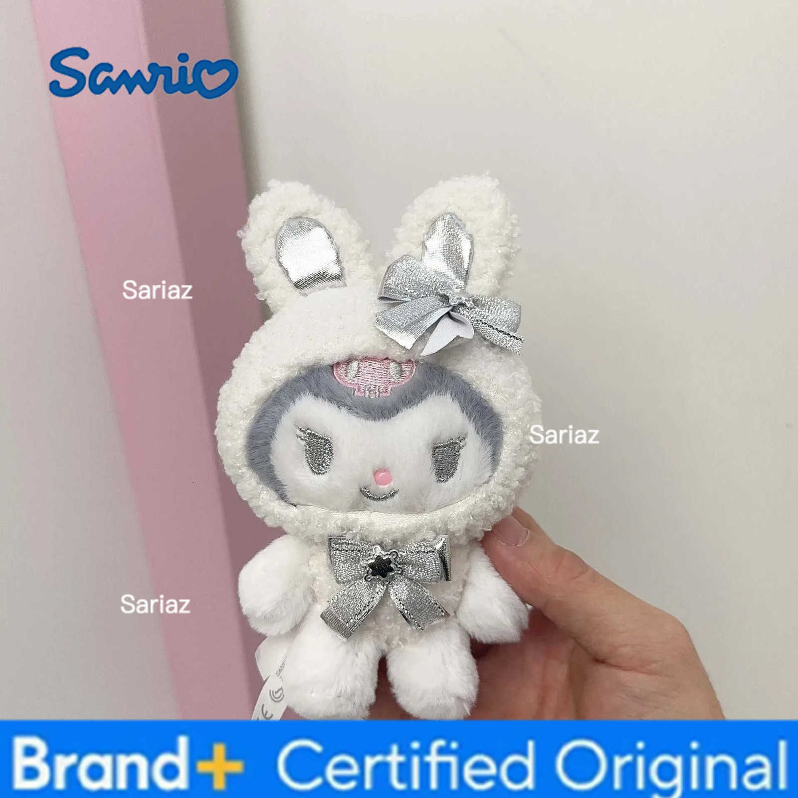 Sanrio Cute Plush Doll Winter Snow Rabbit White HelloKitty Melody Cinnamoroll Plush Keychain DIY Bag Pendant Keychain Accessories Gift H251225