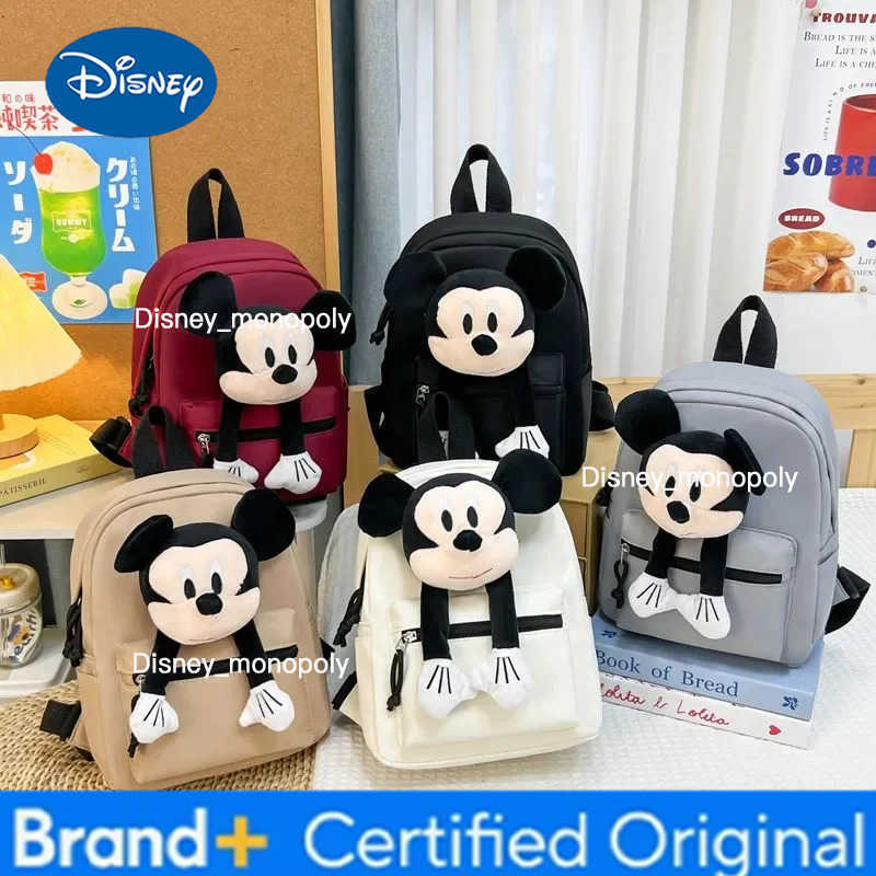 Disney 2025 New Mickey Mouse Childrens Backpack Cute Plush Bag Large Capacity Student Backpack Stylish Bag Children Gift H251225