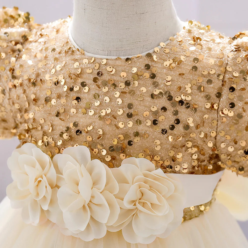 Bow Christmas Baby Girl Dresse Infant Sequin 1st Birthday Red Party Wedding Prom Kids Dresses For Lace Flower Princess Gown 251224