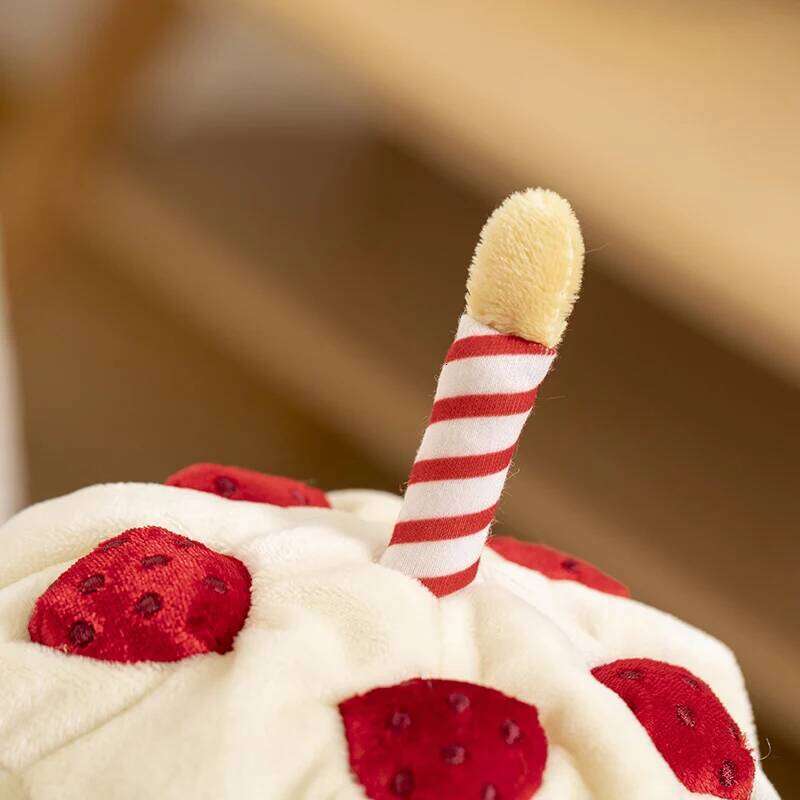 Kawaii Smile Cake Plush Toys Soft Stuffed Dessert Dolls with Candle Cherry Birthday Xmas Gift For Kids Cuddly Home Party Decor X251225