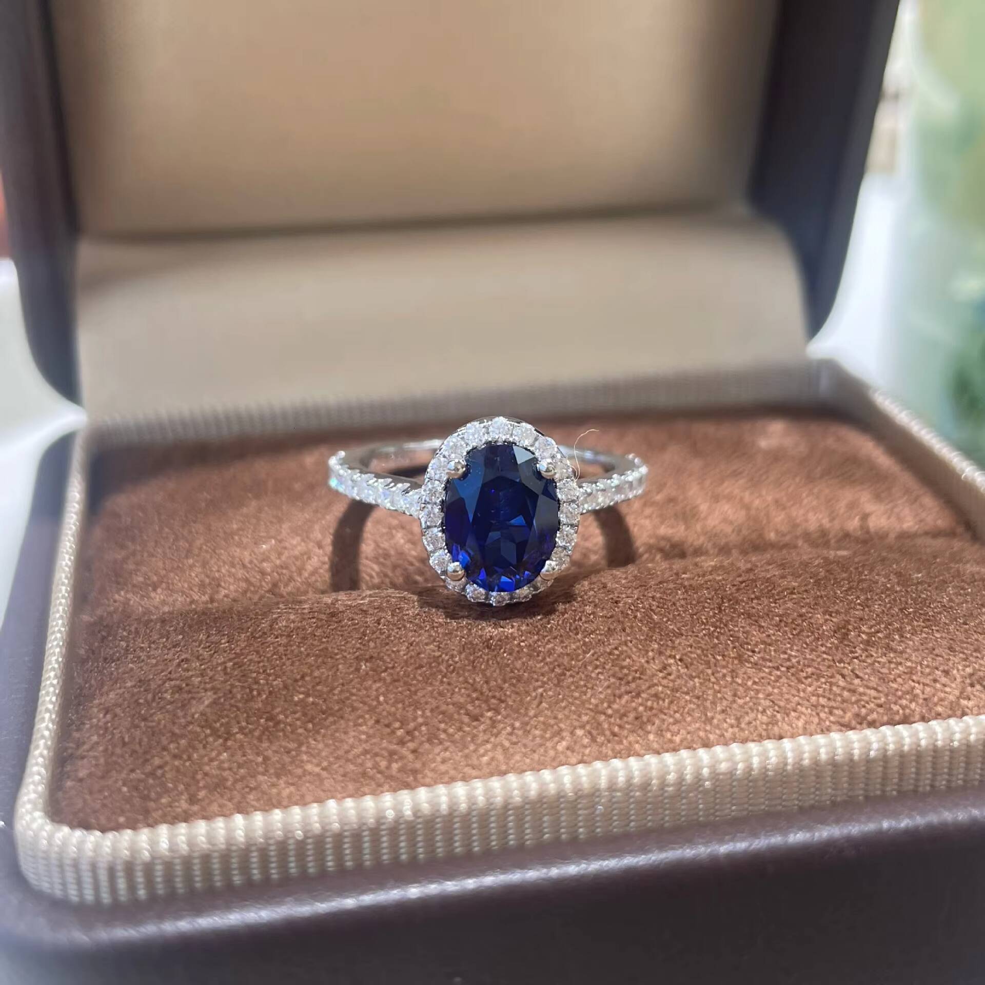 New 18K White Gold Plated 925 Sterling Silver Rings Lab Grown Gemstone Padparadscha Cornflower Sapphire Moissanite Ring