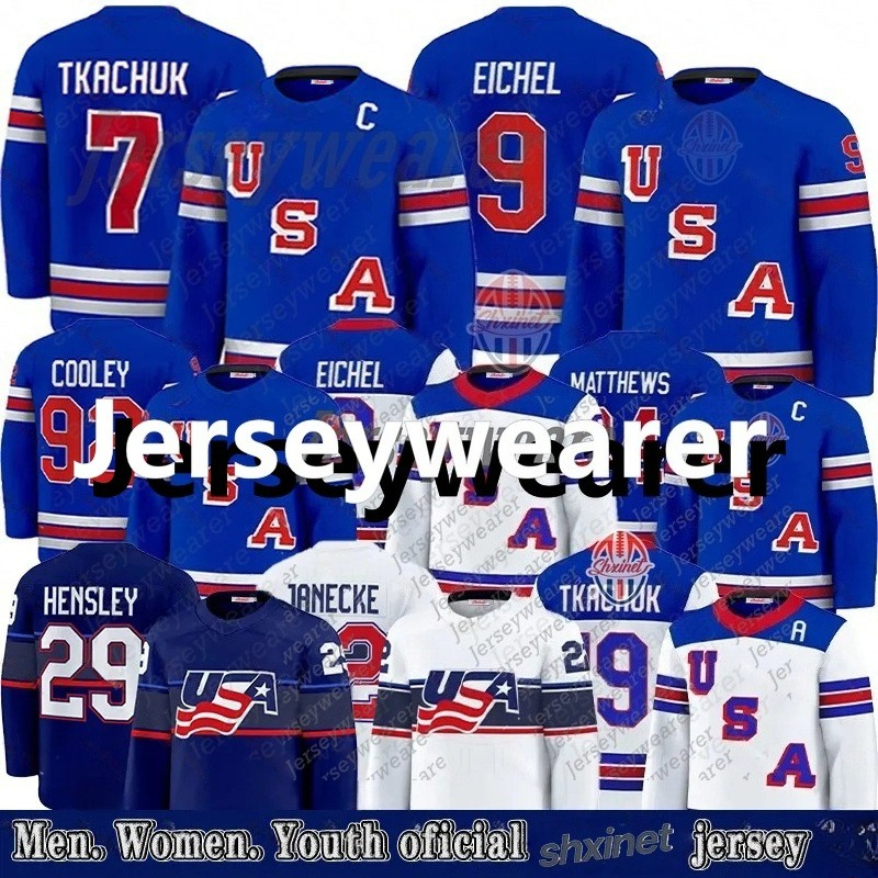 Team USA 2026 Winter Olympices Hockey Jersey Men Youth J.T. Miller Matthew Tkachuk Jason Robertson Larkins Tage Thompson Cole Caufield Jack Eichel Clayton Keller