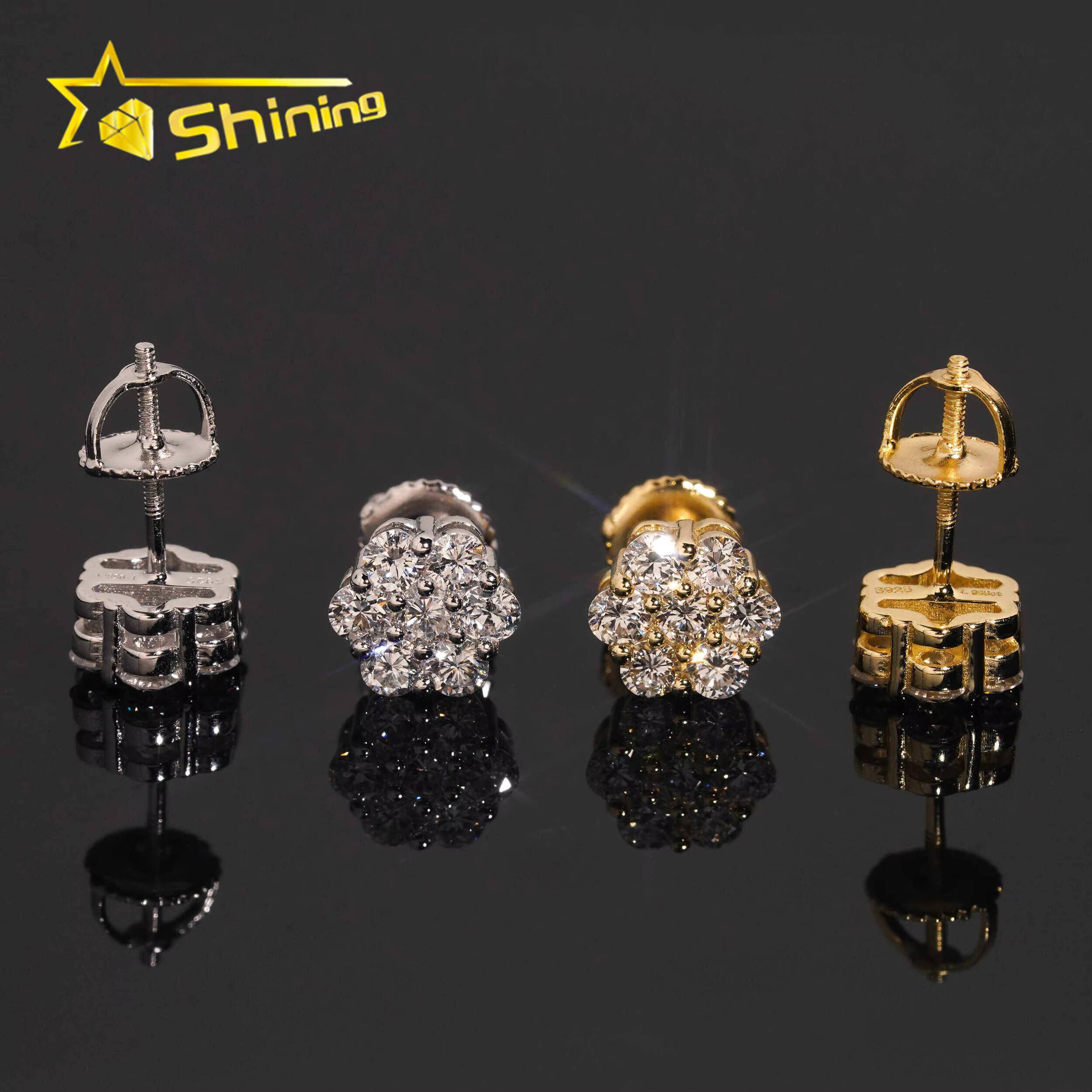 New Arrival Lab Diamond Earrings Screw Back 925 Silver Gold Plated Lab Grown Diamond Studs Earringsfor Men Women