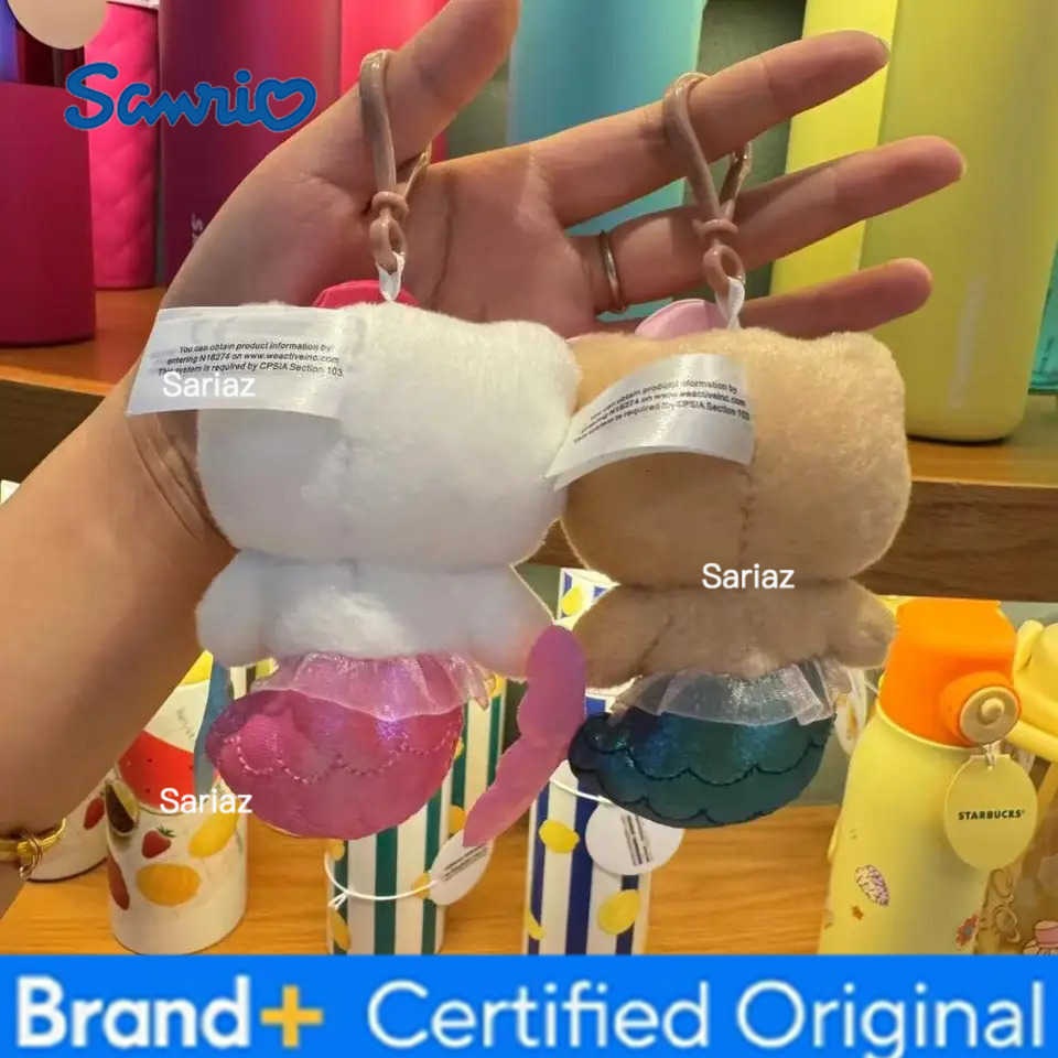 Sanrio American Version of The Hello Kitty Black Skin Mermaid Doll Hanging Keychain Cartoon Kitty Cat Bag Accessories Keychains H251225