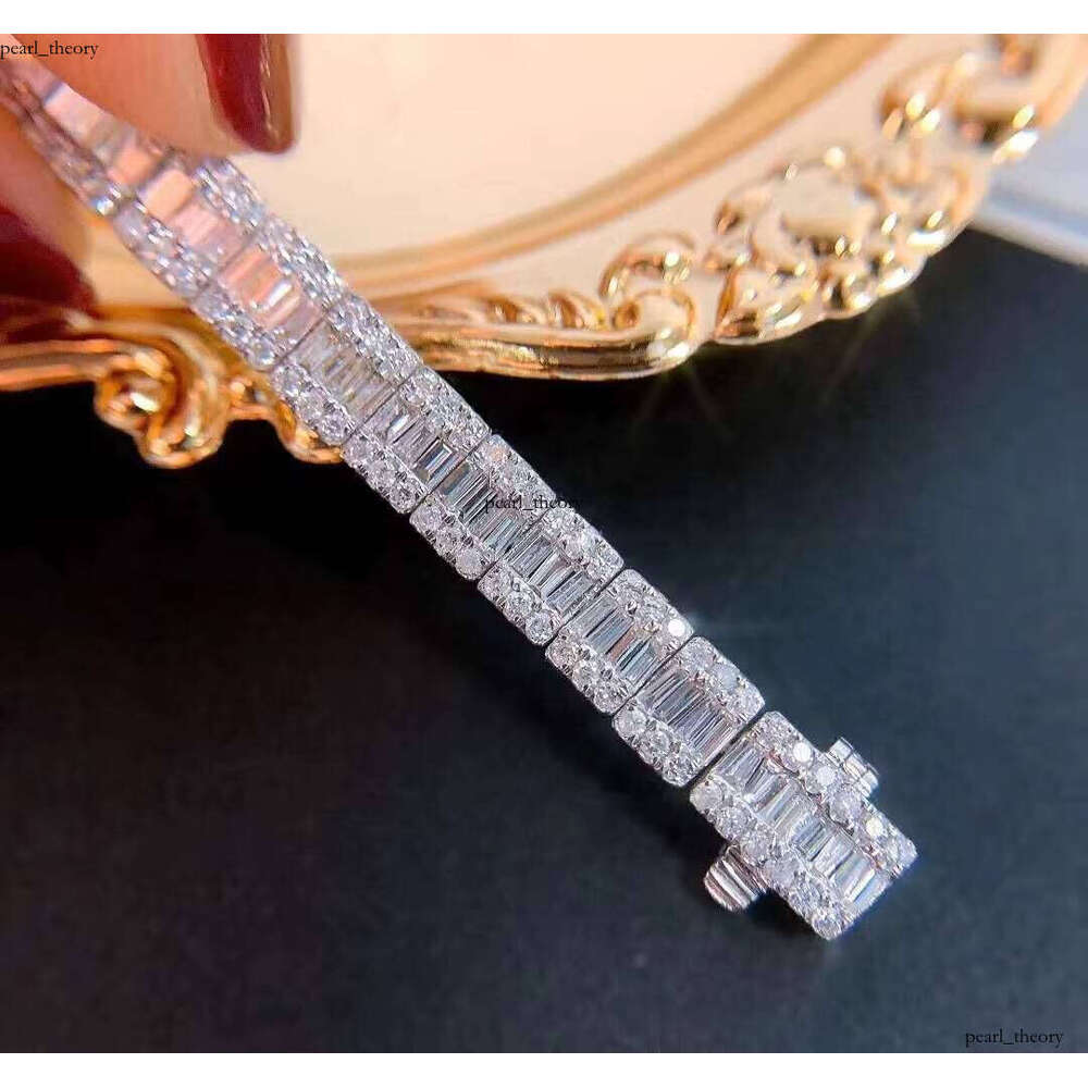 Wholesale Hip-Hop Style Luxury Custom Jewelry Natural Iced Tennis VVS Moissanite Bracelet 18k Pure Gold