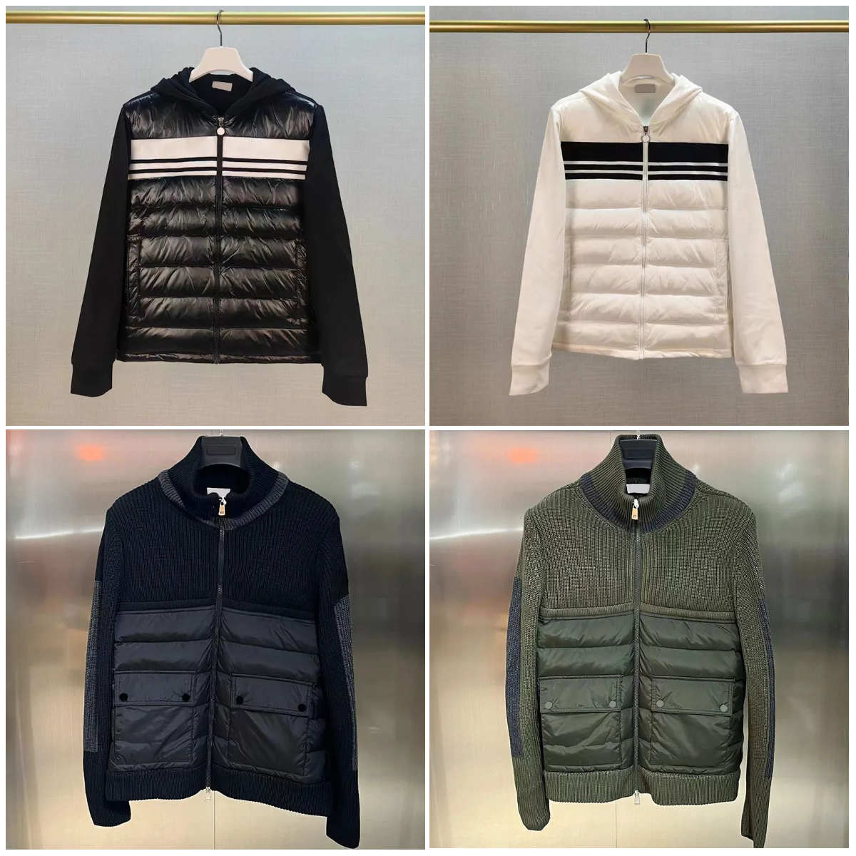 Mens knit cardigan jacket designer cardigan high quality puffer jacket fashion splicing knitted sleeve cardigan mens down parkas classic designer puffer Coat