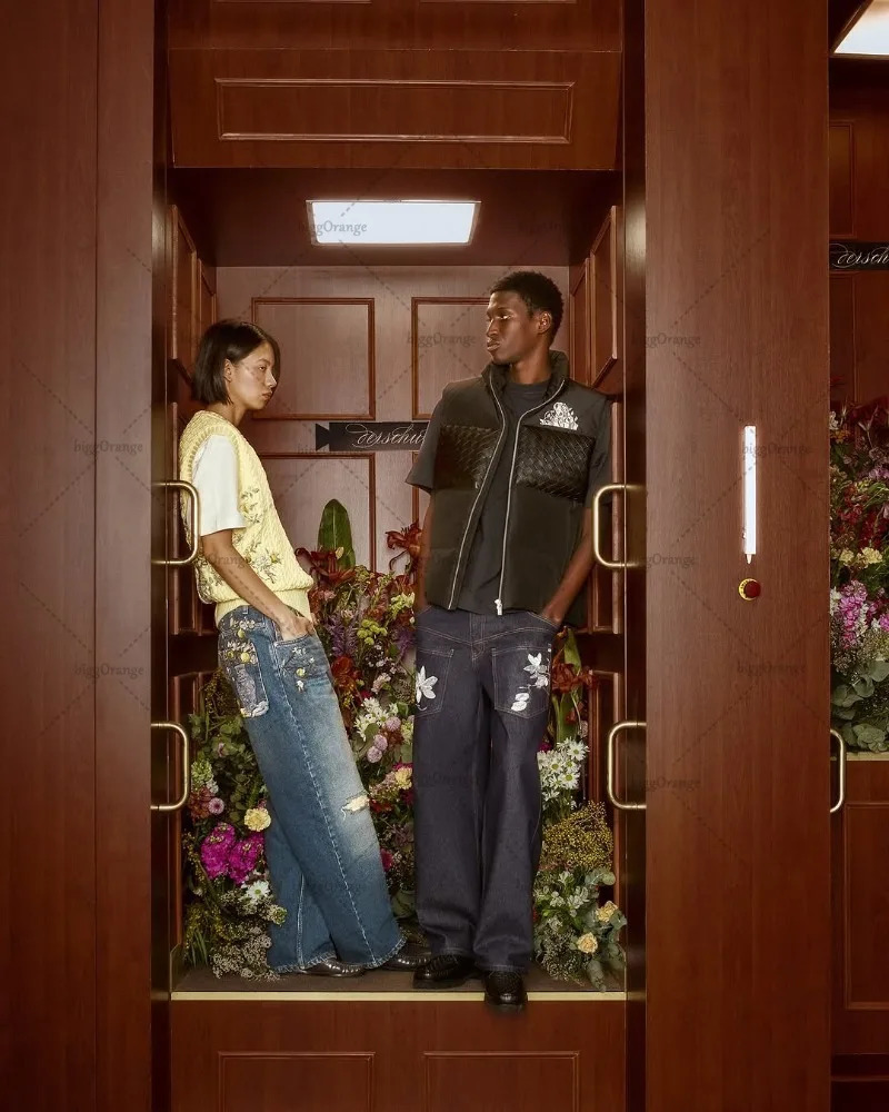 Retro Harajuku Floral Embroidery Baggy Jeans Women Streetwear Trousers Korean Y2K Wide Leg Straight Pants Vintage Clothes 251225