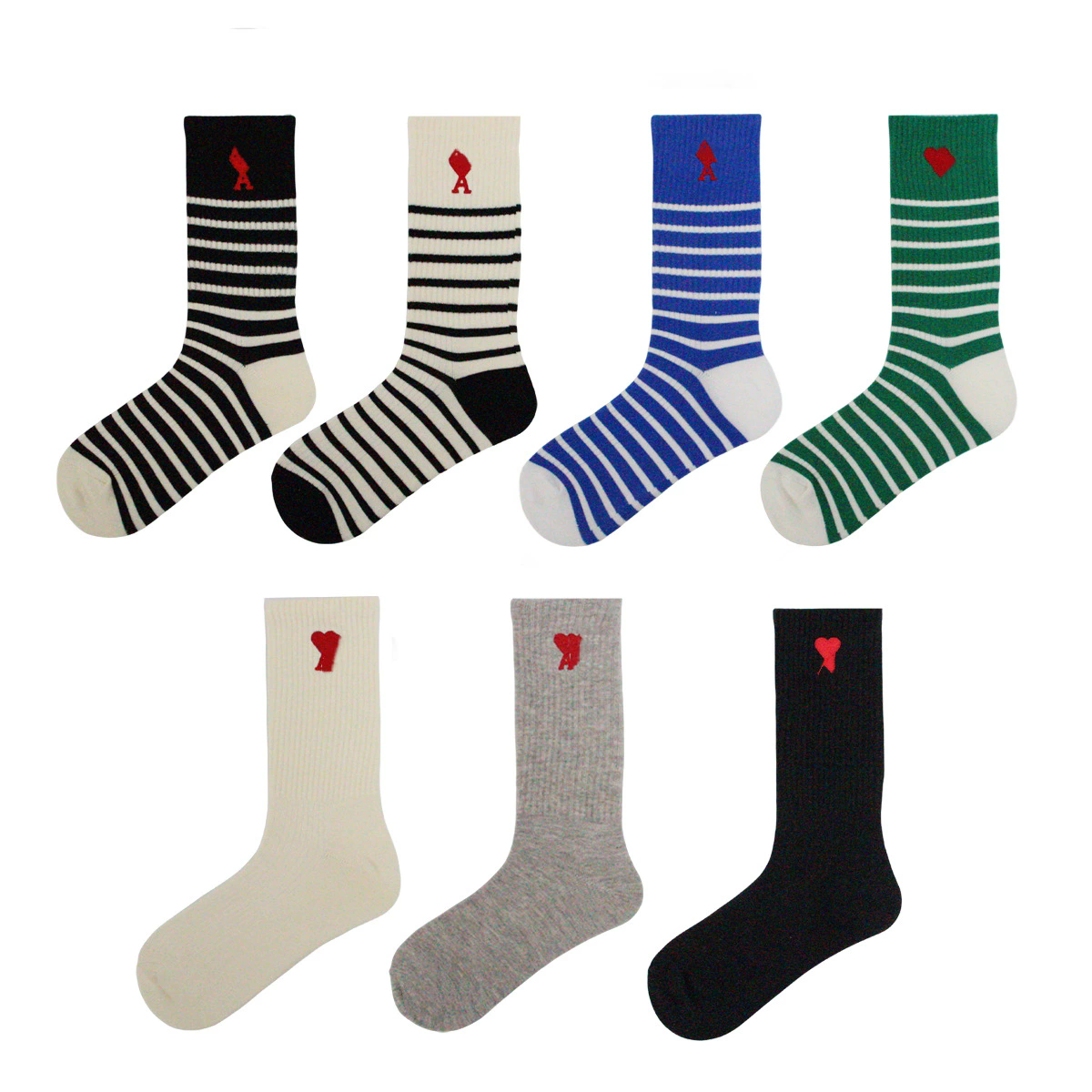 Cotton Embroidered Men's Women's Socks Couple Style Mid-Calf Sport Casual Versatile Color Blocking Simple Love Heart Designer Socks