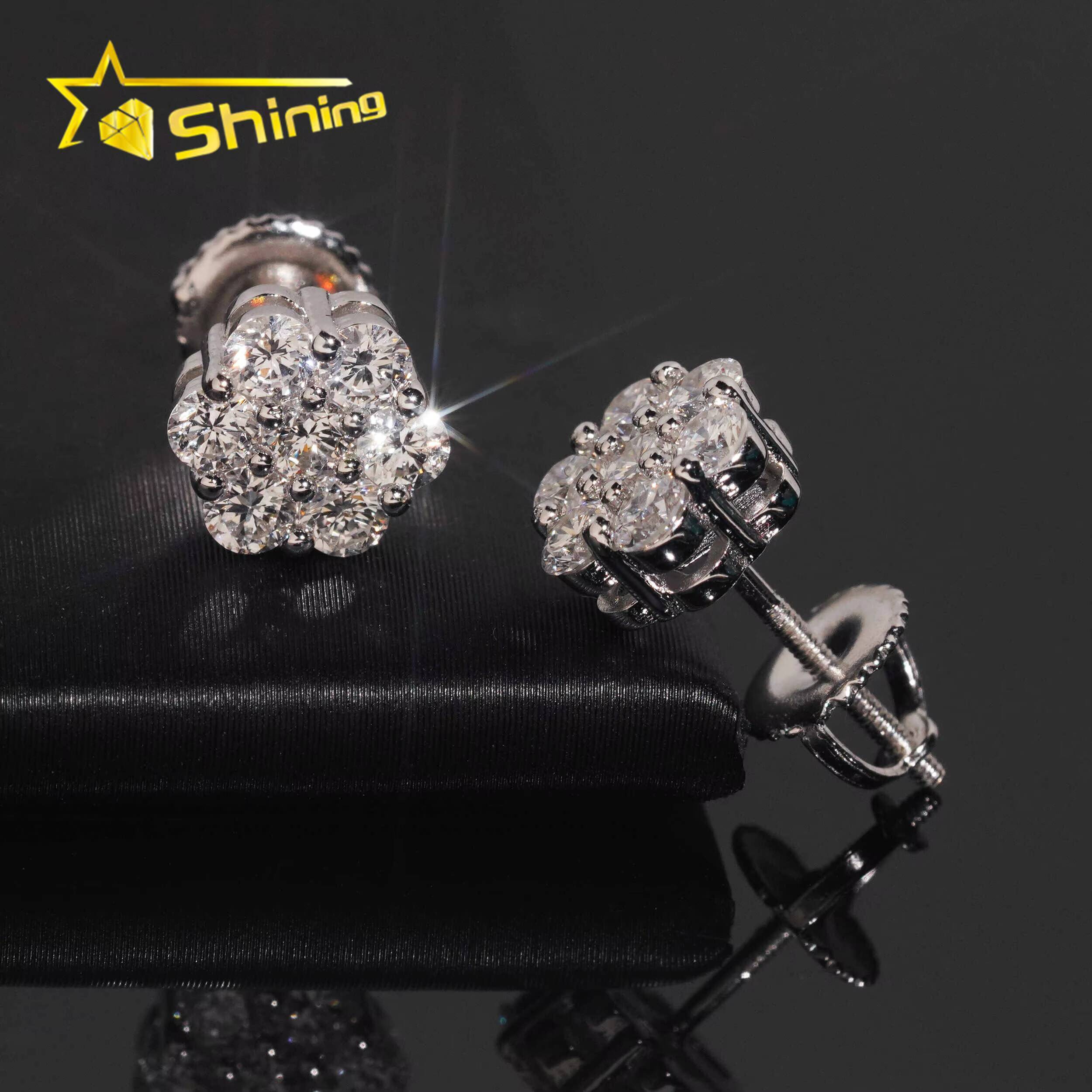 New Arrival Lab Diamond Earrings Screw Back 925 Silver Gold Plated Lab Grown Diamond Studs Earringsfor Men Women