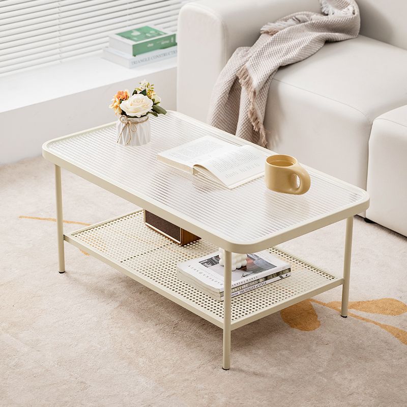 B12253 Small apartment living room with light luxury style living room rectangular double-layer storage coffee table