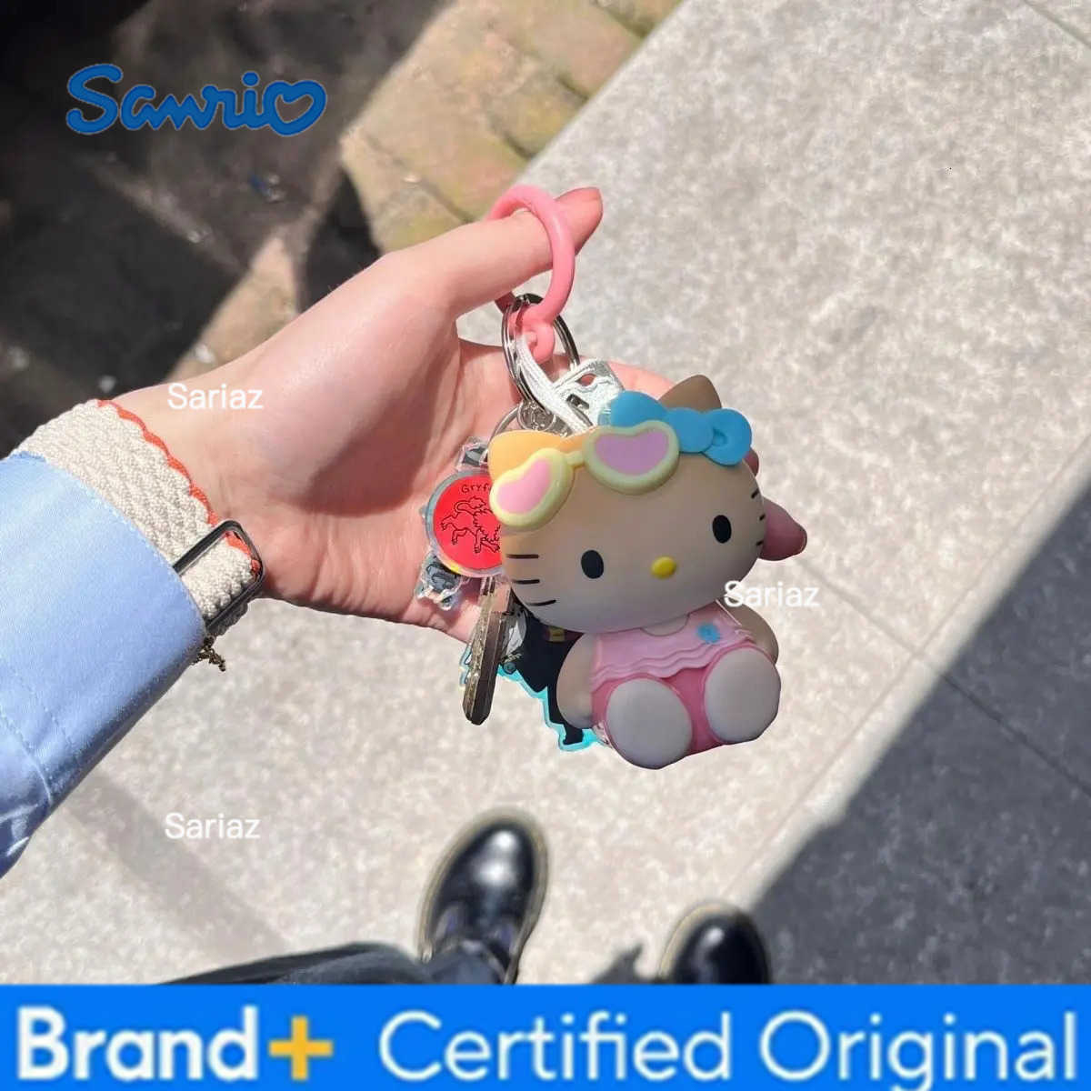 Sanrio Hello Kitty Keychain Toys Kawaii Will Tan Temperature Color Change Anime Bag Hanger Cartoon Charm Pendant Decoration Gift H251225