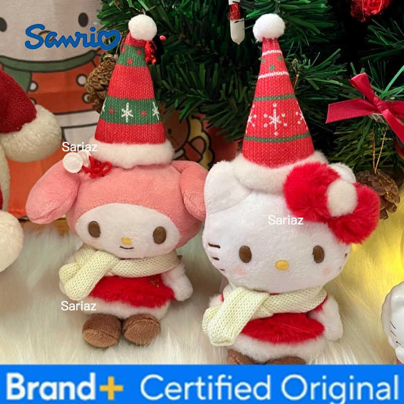 Sanrio New My Melody Plush Doll Keychain Christmas Series Hello Kitty Stuffed Keyring Kawaii Melody Backpack Pendant Sweet Gifts H251225