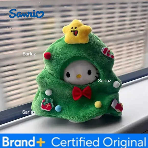 Sanrio Christmas Tree Headset Kt Cat Keychain Backpack Pendent Plush Doll Cute Ornament Anime Cartnoon Figure Kitty Toys Surprise Gifts H251225