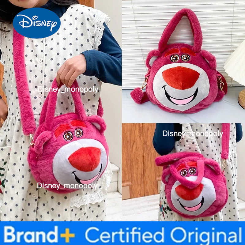 Disney New Winnie The Pooh Stitch Plush Crossbody Bag Large Capacity Girly Shoulder Cartoon Strawberry Bear Handbag H251225