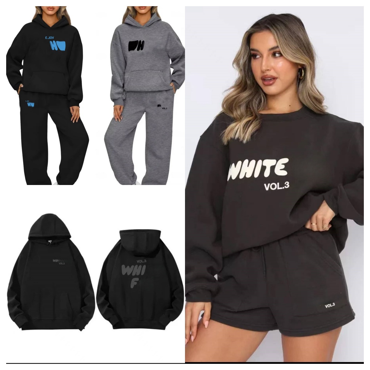 Designer hoodie sweatshirt mens hoodie pants sweatpants 3D Letter Printed Design Long Sleeve Round Loose Sweater white gray cotton streetwear foxhoodie a0 df5