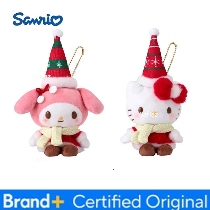 Sanrio New My Melody Plush Doll Keychain Christmas Series Hello Kitty Stuffed Keyring Kawaii Melody Backpack Pendant Sweet Gifts H251225