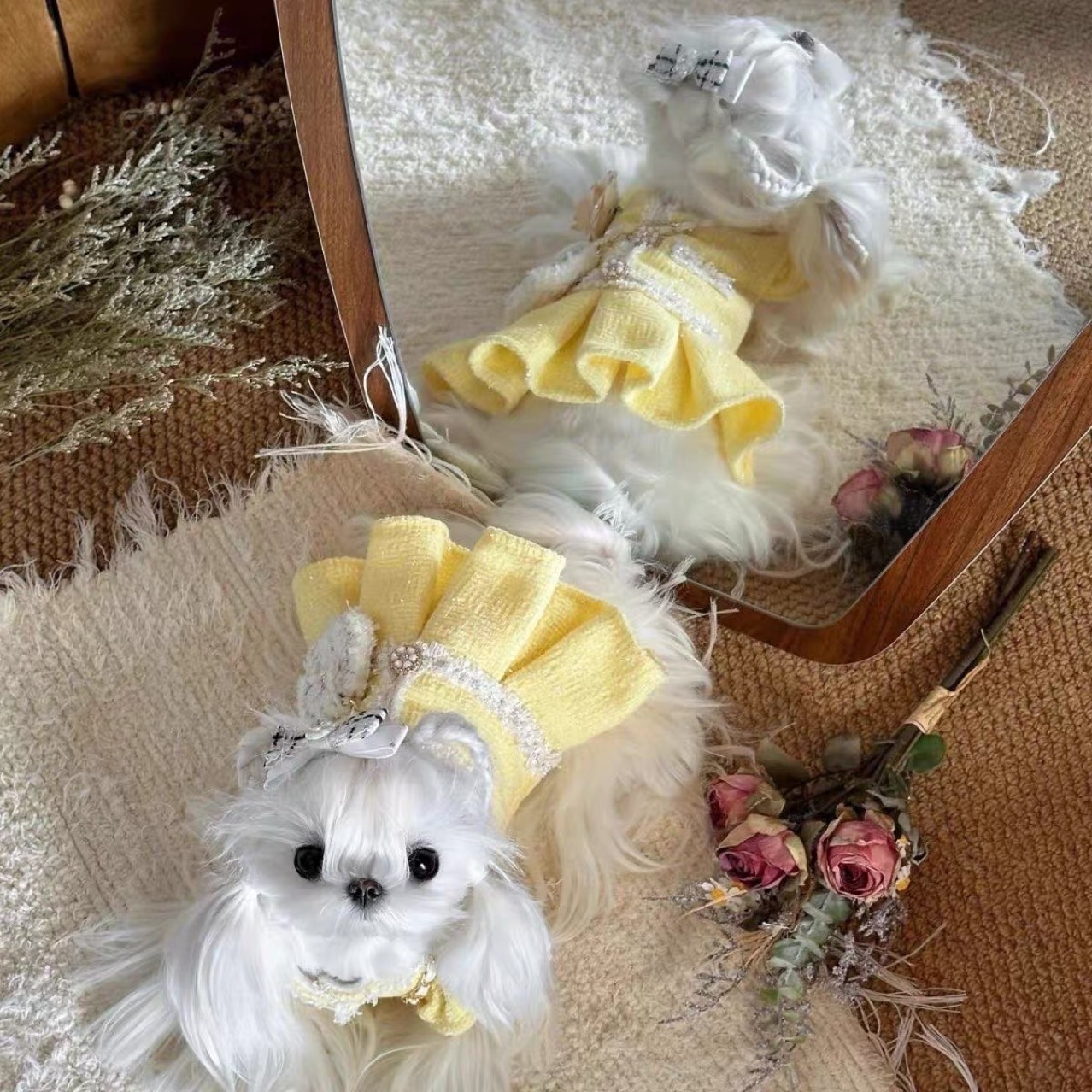 2026 New Chanel Style Dog Clothes Autumn Winter Pet Jumpsuit Cat Maltese Princess Dress
