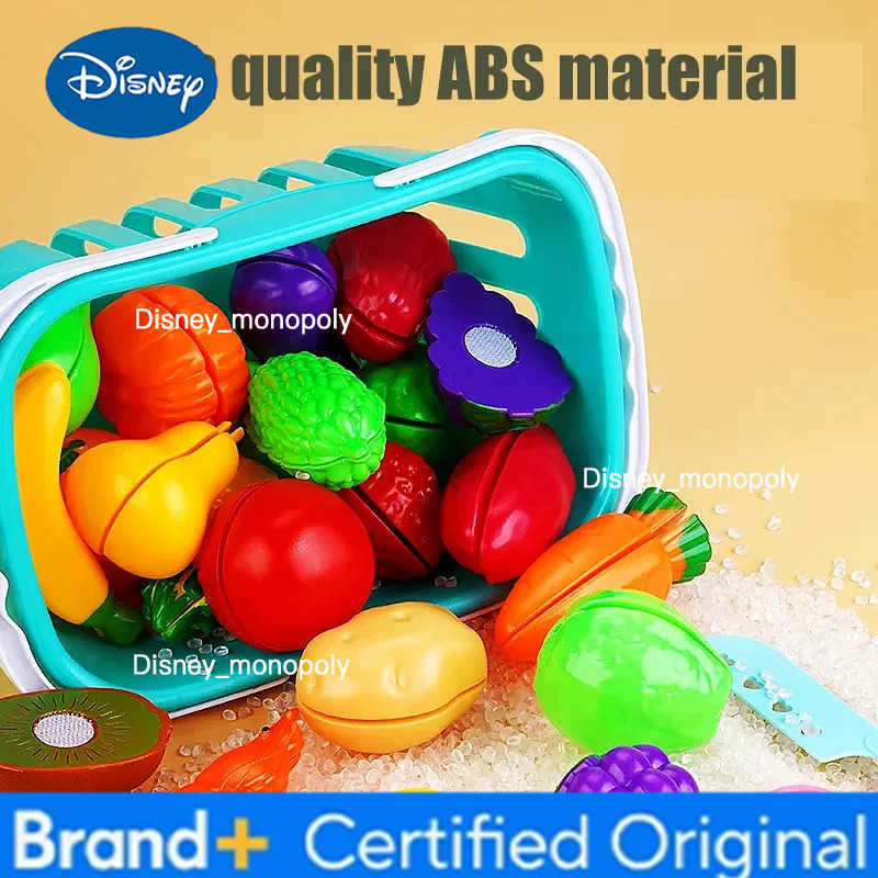 Disney Educational Toy Plastic Kitchen Toy Set Cut Fruit Vegetable Pizza Food Play House Simulation Toys Pretend Play Kids Toys Gifts H251225