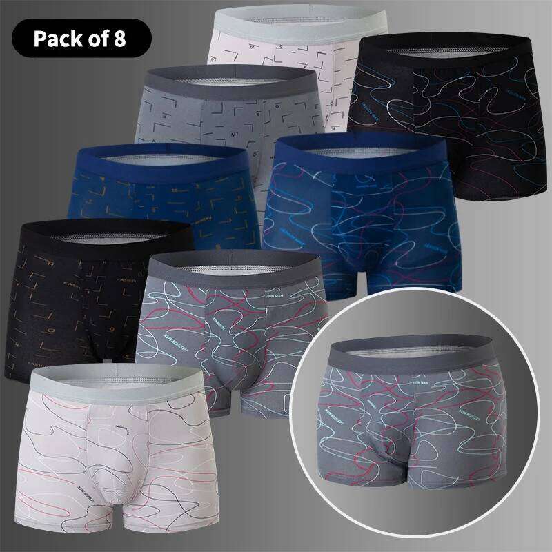 8 Pack European American Size MEN'S FASHION Printed Underwear Comfortable and Breathable 45-120kg Fat Men Can Wear Shorts. X251225
