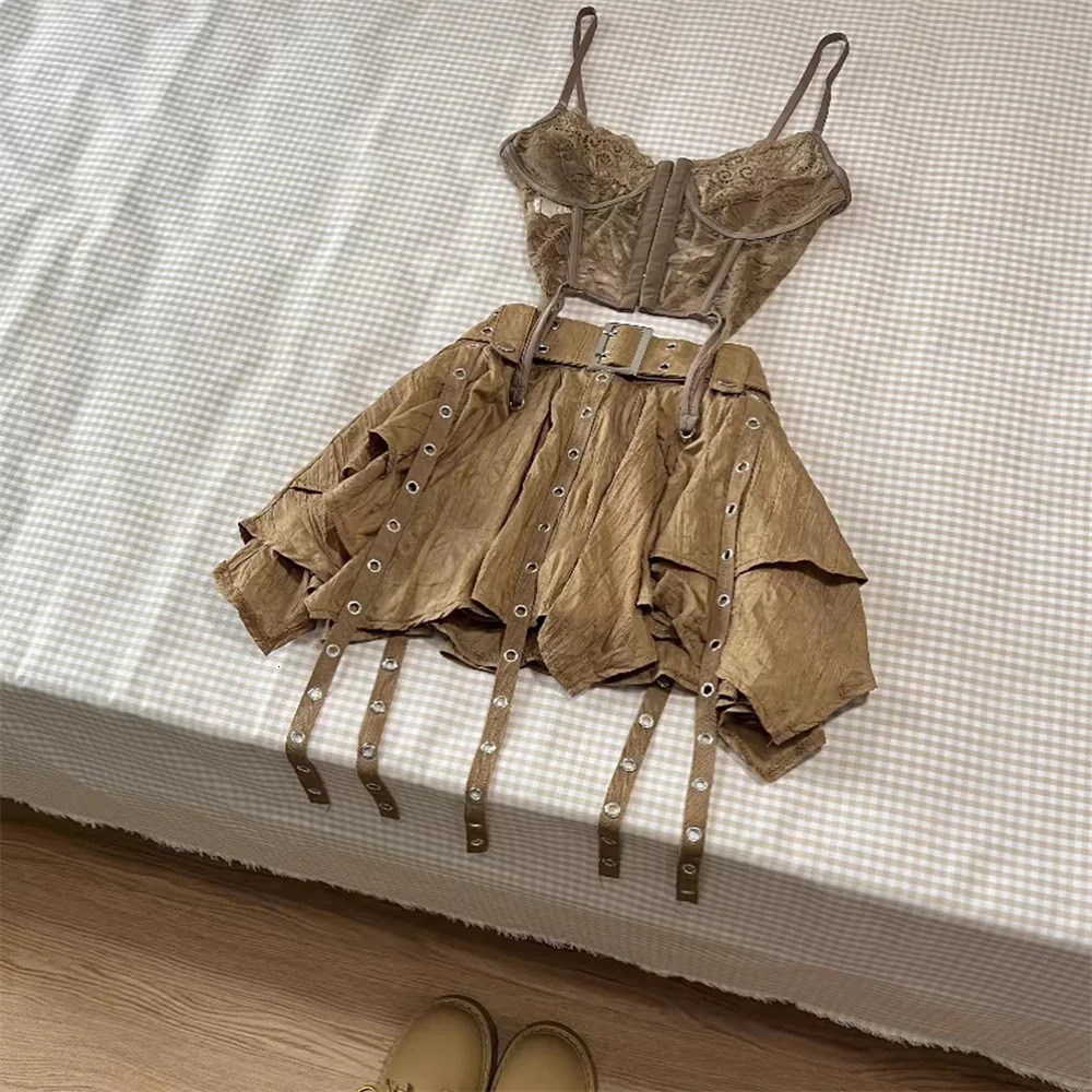 Fashion Harajuku Vintage 3 Piece Set Woman Short Cardigan Slim Vest Y2k EGirl High Waist Skirt Girls Korean Style Suit 251225