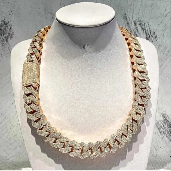 Wholesale Luxury Iced Out Cuban Link Chain 20mm Luxury 14K Real Gold Plated Necklace for Men Hip Hop Gift