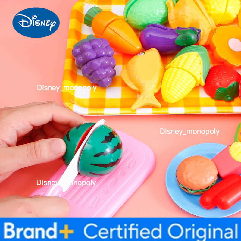 Disney Play House Simulation Toys Early Education Girls Boys Gifts Educational Toy Plastic Kitchen Toy Set Cut Fruit and Vegetable Food H251225