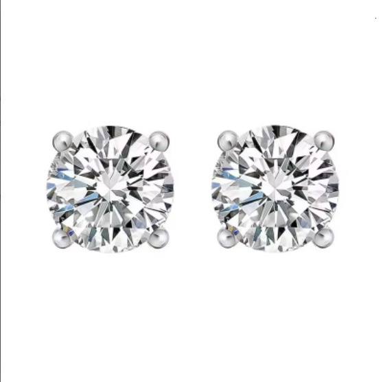 Custom Fine Jewelyr Earrings 4 Prongs Inlay Real Solid 18k 14k 10k Gold Earring Round Brilliant 1 2 4 Carat Lab Diamond Earings