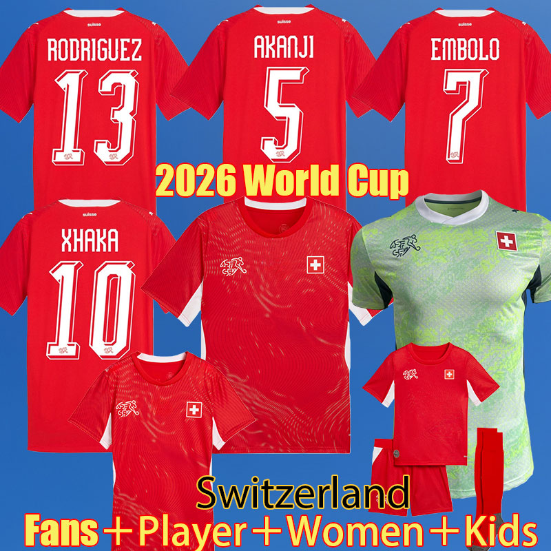 2026 Switzerland Soccer Jerseys WIDMER ELVEDI AKANJI AEBISCHER SOW 25 26 player Fans Authentic Football shirts SWISS home away VARGAS Uniforms MEN Kids kit