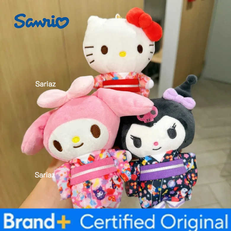 Sanrio Hello Kitty Melody Sakura Kimono Plush Doll Kawaii Kuromi Stuffed Plush Toy Backpack Pendant Keychain Girls Holiday Gift H251225