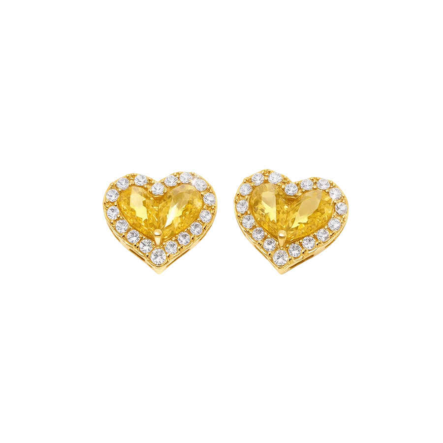 Real Gold Plated Silver Needle Zircon Heart Delicate Sweet Elegant Versatile Light Luxury High-end Feel Earrings for Women - view 8