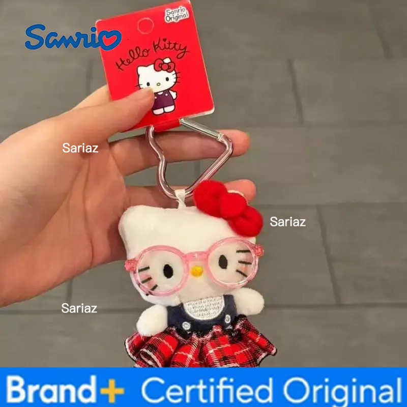 Sanrio Cute Plush Doll Keychain Hello Kitty Kawaii Super Cute Glasses Doll Bag Pendant Cartoon Giving Christmas Gifts To Girls H251225