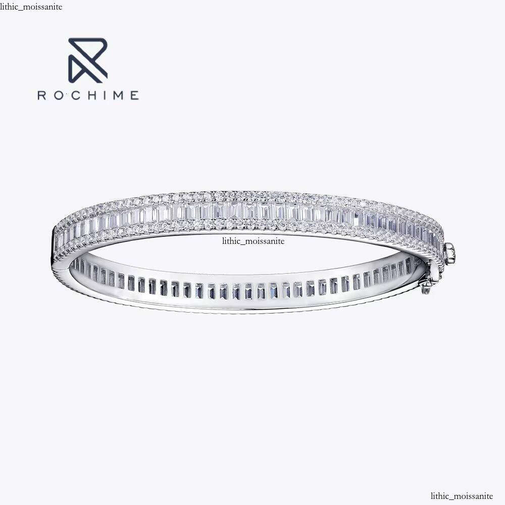 Rochie fashion Full Round Square VVS Moissanite Bangle 925 Sterling Silver Ring Bracelet Set Jewelry