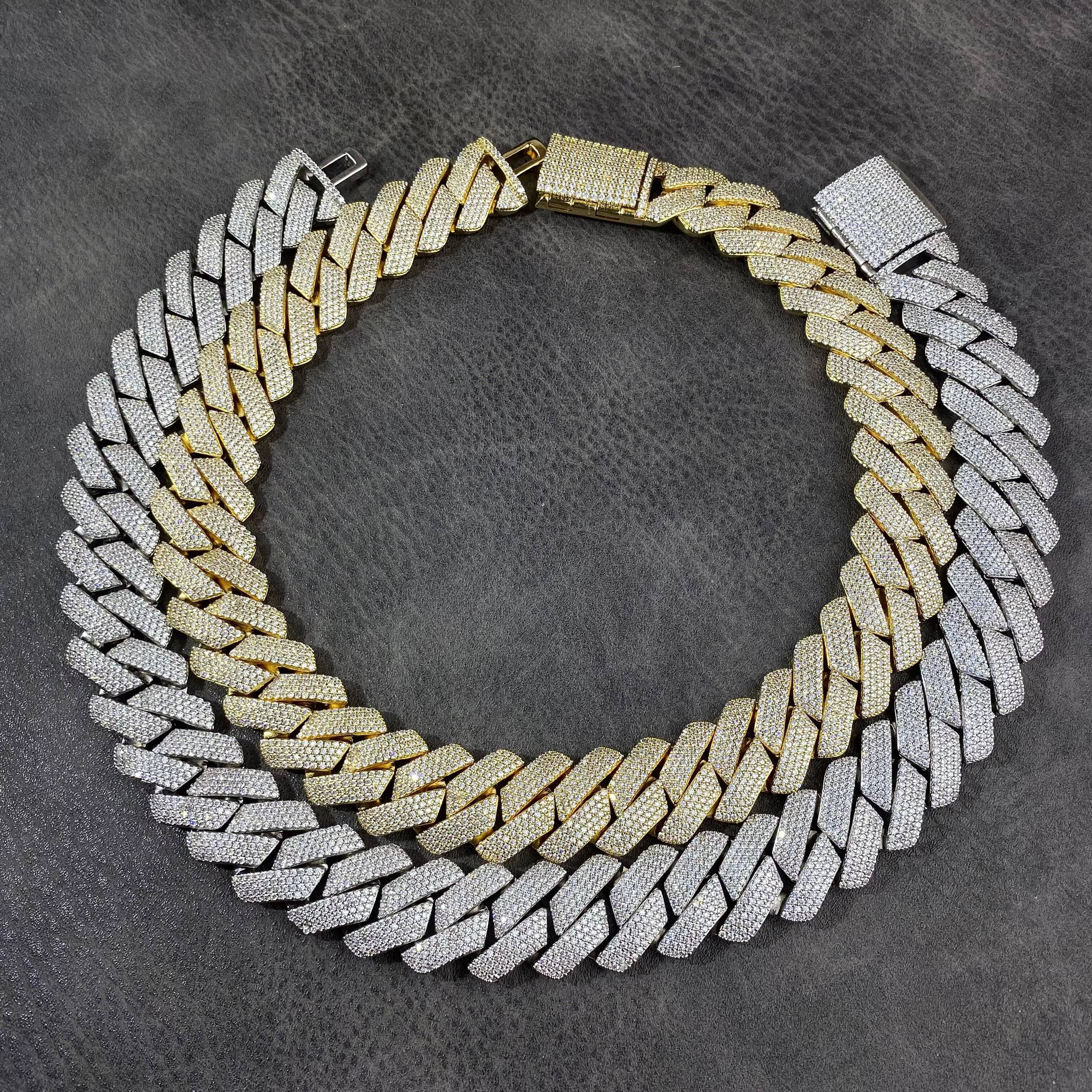 Fine Jewelry Iced Out Hip Hop Heavy 4 Rows Prong Cuban Link Chain Necklaces for Men Women Necklace Jewelry