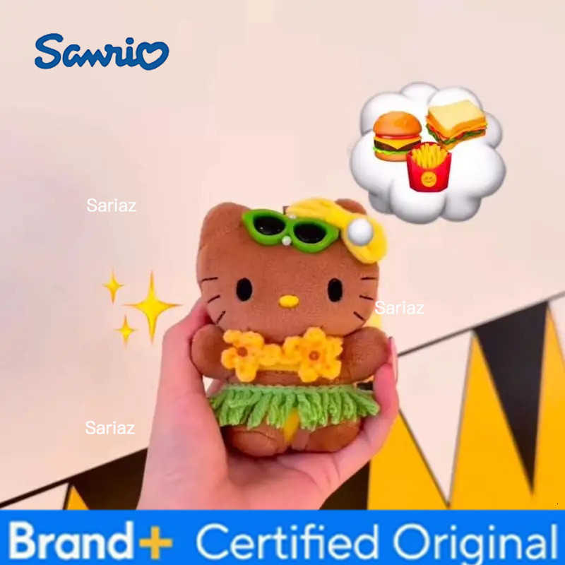 Sanrio Hello Kitty Hawaiian Plush Toy Backpack Pendant Cute Pendant Keychain Creative Vacation Series A Birthday Gift For Girls H251225