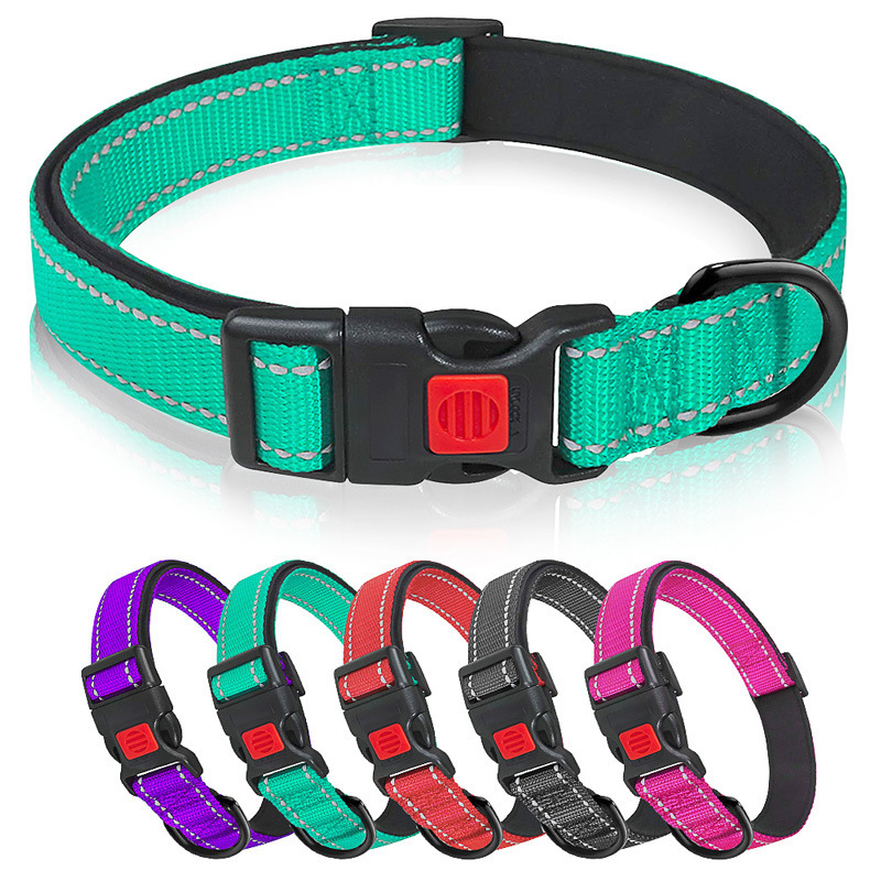 Durable Reflective Dog Collar Diving Material Multi Color Adjustable Pet Collar