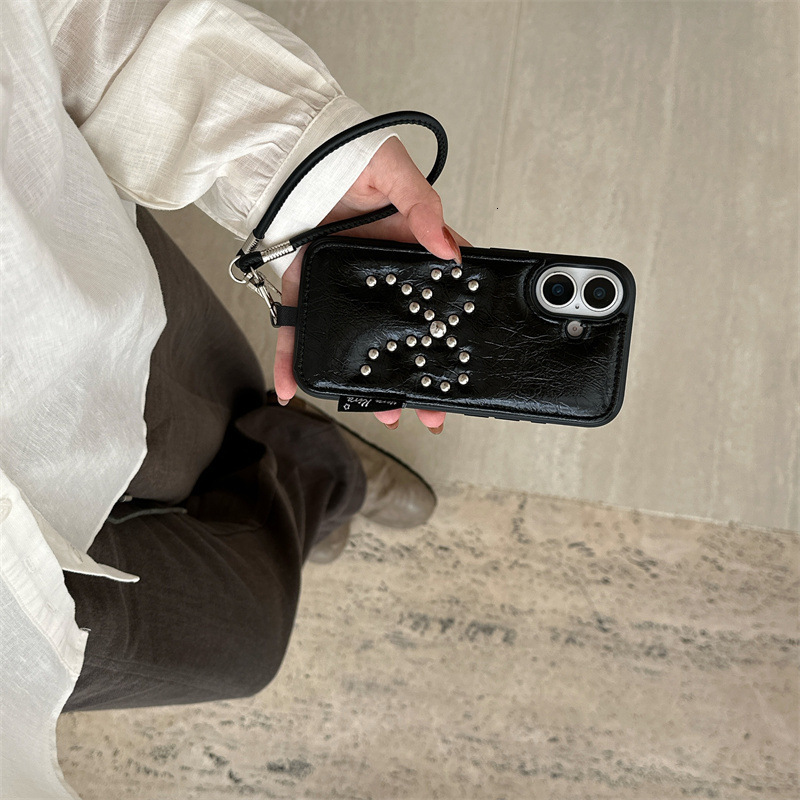 High-end Leather Rivet Bowknot Case for iPhone 16 Apple 15 Pro Max/14/13 New Model