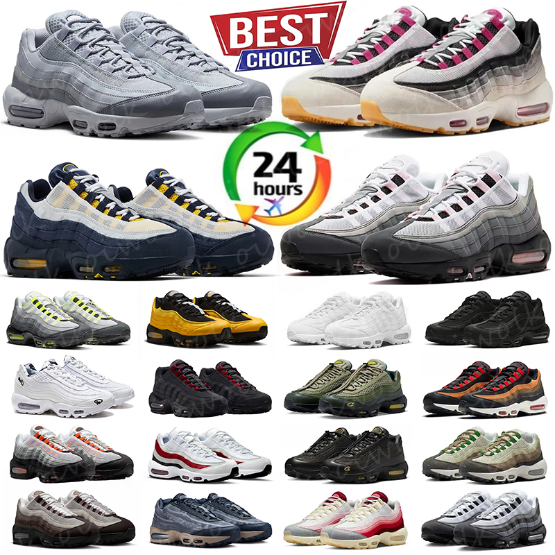 Running Shoes Mens Trainers 95 Triple Black Reflective White Big Bubble Solar Red Obsidian Speed Yellow Cactus Flower Grey Fog Stash Grape Neon Bred Sneakers